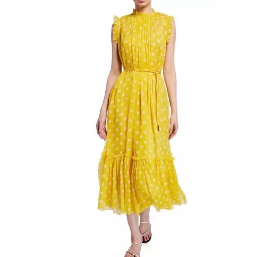 Zimmerman Yellow Polka Dot Midi Dress